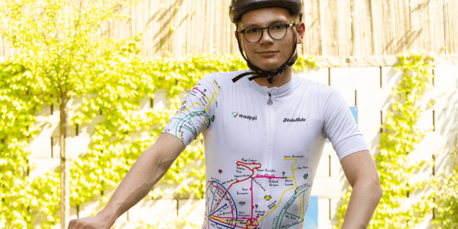 Novost: Edinstvene majice z zemljevidom Tour de France od avtističnega oblikovalca>