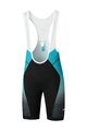 SHIMANO Kolesarske kratke hlače z naramnicami - TEAM - črna/turkizna