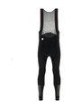 SANTINI Kolesarske dolge hlače z naramnicami - ADAPT WOOL - črna