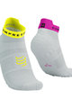 COMPRESSPORT Kolesarske nizke nogavice - PRO RACING V4.0 RUN LOW - bela/rožnata/rumena