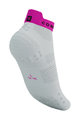 COMPRESSPORT Kolesarske nizke nogavice - PRO RACING V4.0 RUN LOW - bela/rožnata/rumena