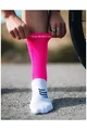 COMPRESSPORT Kolesarske klasične nogavice - PRO RACING V4.0 BIKE - bela/rožnata