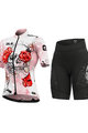 ALÉ Kolesarski dres kratek rokav in kratke hlače - SKULL LADY - rožnata/črna