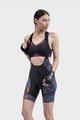 ALÉ Kolesarske kratke hlače z naramnicami - SOLID CHIOS LADY - črna/modra/rumena/rožnata