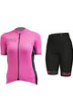 ALÉ Kolesarski dres kratek rokav in kratke hlače - COLOR BLOCK LADY - rožnata/črna