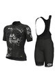 ALÉ Kolesarski dres kratek rokav in kratke hlače - SKULL - črna/bela/svetlo modra
