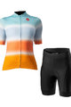 CASTELLI Kolesarski dres kratek rokav in kratke hlače - DOLCE LADY - črna/modra/oranžna