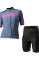 CASTELLI Kolesarski dres kratek rokav in kratke hlače - FENICE LADY - črna/modra/rožnata