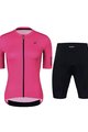HOLOKOLO Kolesarski dres kratek rokav in kratke hlače - VICTORIOUS LADY - črna/rožnata