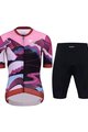 HOLOKOLO Kolesarski dres kratek rokav in kratke hlače - SUNSET ELITE LADY - večbarvno/črna/rožnata