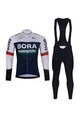 BONAVELO Kolesarski dolgi dres in hlače - BORA 2025 WINTER - črna/bela/modra