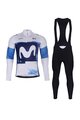 BONAVELO Kolesarski dolgi dres in hlače - MOVISTAR 2025 WINTER - modra/črna/bela