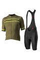 CASTELLI Kolesarski dres kratek rokav in kratke hlače - GRIMPEUR - zelena/črna