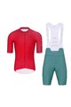 HOLOKOLO Kolesarski dres kratek rokav in kratke hlače - VICTORIOUS - zelena/rdeča