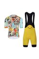 HOLOKOLO Kolesarski dres kratek rokav in kratke hlače - WILDLY II - rumena/svetlo modra/večbarvno