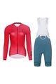RIVANELLE Kolesarski dolgi dres in hlače - VICTORIOUS ELITE - zelena/rdeča