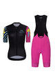 RIVANELLE Kolesarski dres kratek rokav in kratke hlače - MEDITATION  - rožnata/črna