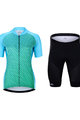 HOLOKOLO Kolesarski dres kratek rokav in kratke hlače - DAYBREAK LADY - črna/svetlo modra/zelena