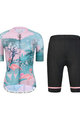 MONTON Kolesarski dres kratek rokav in kratke hlače - FLAMINGO LADY II - rožnata/črna/svetlo modra