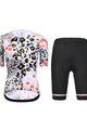MONTON Kolesarski dres kratek rokav in kratke hlače - LEOPARD LADY - bela/rožnata/črna