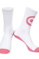 MONTON Kolesarske klasične nogavice - SKULL - bela/rožnata