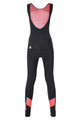SANTINI Kolesarske dolge hlače z naramnicami - CORAL BENGAL LADY - črna/rožnata