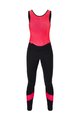 SANTINI Kolesarske dolge hlače z naramnicami - CORAL BENGAL LADY - rožnata/črna