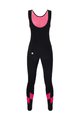 SANTINI Kolesarske dolge hlače z naramnicami - CORAL BENGAL LADY - rožnata/črna