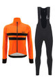 SANTINI Kolesarska  zimska jakna in hlače - COLORE HALO + LAVA - oranžna/črna