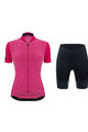 SANTINI Kolesarski dres kratek rokav in kratke hlače - COLORE PURO LADY - črna/rožnata