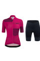 SANTINI Kolesarski dres kratek rokav in kratke hlače - GIADA OPTIC LADY - rožnata/črna