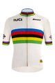 SANTINI Kolesarski dres s kratkimi rokavi - UCI WORLD 100 GOLD - mavrično/bela