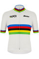 SANTINI Kolesarski dres s kratkimi rokavi - UCI WORLD CHAMP ECO - mavrično/bela