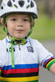 SANTINI Kolesarski dres s kratkimi rokavi - UCI KIDS - večbarvno/bela