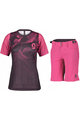 SCOTT Kolesarski dres kratek rokav in kratke hlače - TRAIL VERTIC LADY - vijolična/rožnata