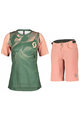 SCOTT Kolesarski dres kratek rokav in kratke hlače - TRAIL VERTIC LADY - zelena/rožnata
