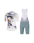RIVANELLE Kolesarski dres kratek rokav in kratke hlače - FLOWERY LADY - zelena/bela/večbarvno
