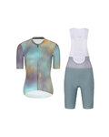 RIVANELLE Kolesarski dres kratek rokav in kratke hlače - COSMA - zelena/vijolična/zlata