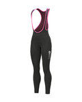 ALÉ Kolesarske dolge hlače z naramnicami - SOLID ESSENTIAL - rožnata/črna