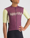 SPORTFUL Kolesarski dres s kratkimi rokavi - SUPERGIARA LOGO - bordo/rumena