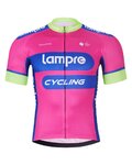 BONAVELO Kolesarski dres s kratkimi rokavi - LAMPRE - rožnata/modra