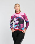 RIVANELLE Kolesarski dres z dolgimi rokavi zimski - SUNSET WINTER - rožnata/večbarvno