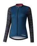SHIMANO Kolesarski dres z dolgimi rokavi zimski - KAEDE PRINTED LONG - modra