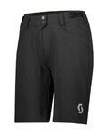 SCOTT Kolesarske kratke hlače brez naramnic - TRAIL FLOW W/PAD - črna