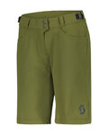 SCOTT Kolesarske kratke hlače brez naramnic - TRAIL FLOW W/PAD W - zelena