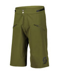 SCOTT Kolesarske kratke hlače brez naramnic - TRAIL VERTIC PRO W/PAD - zelena/črna