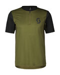 SCOTT Kolesarski dres s kratkimi rokavi - TRAIL VERTIC ZIP SS - zelena/črna