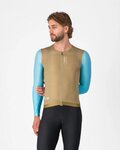 CASTELLI Kolesarski dres z dolgimi rokavi poletni - CORRETTO LS - rjava/modra
