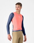 CASTELLI Kolesarski dres z dolgimi rokavi poletni - CORRETTO LS - rožnata/modra