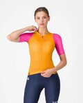 CASTELLI Kolesarski dres s kratkimi rokavi - CORRETTO W - oranžna/rožnata